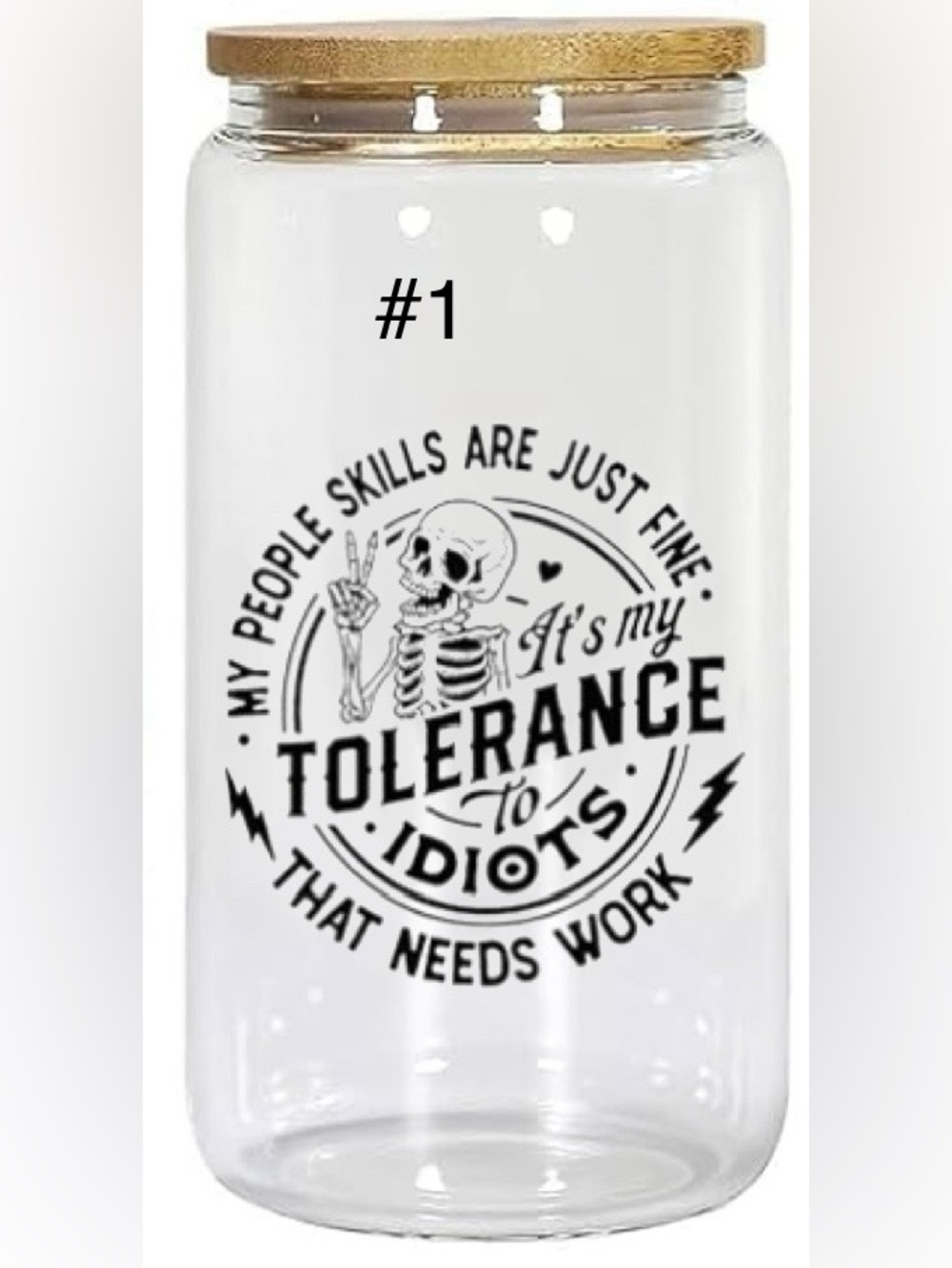 Buy now* 16 ounce glass tumbler sassy skeleton - Picture 2 of 14